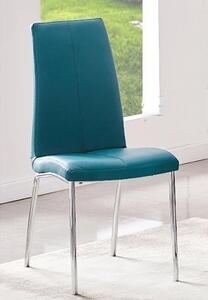 Opal Faux Leather Dining Chair In Teal With Chrome Legs