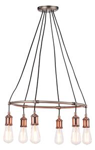 Hal 6 Lights Ceiling Pendant Light In Aged Pewter And Copper