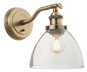 Hansen Clear Glass Shade Wall Light In Antique Brass