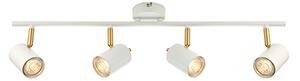 Gull 4 Lights Bar Spotlight In Matt White And Satin Brass