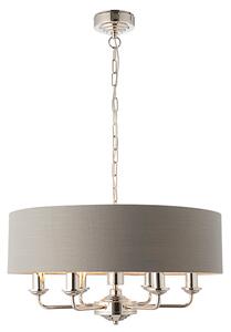 Highclere 6 Light Charcoal Shade Pendant Light In Bright Nickel