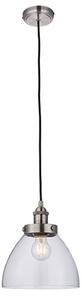 Hansen 1 Light Clear Glass Shade Pendant Light In Brushed Silver