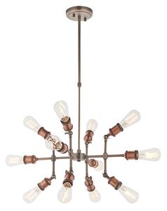 Hal 12 Lights Ceiling Pendant Light In Aged Pewter And Copper