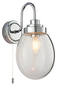 Hampton Clear Glass Wall Light In Chrome