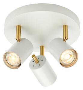 Gull 3 Lights Round Spotlight In Matt White And Satin Brass