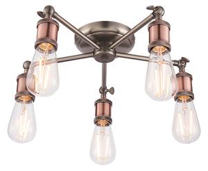 Hal 5 Lights Semi Flush Ceiling Light In Aged Pewter And Copper