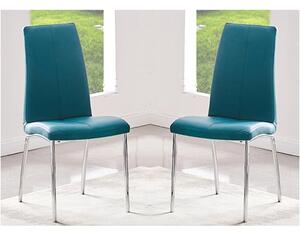 Opal Teal Faux Leather Dining Chair With Chrome Legs In Pair