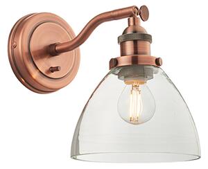 Hansen Clear Glass Shade Wall Light In Aged Copper