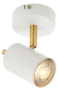 Gull 1 Light Round Spotlight In Matt White And Satin Brass