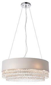 Malmesbury 6 Lights Fabric Ceiling Pendant Light In Silver Grey