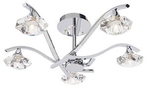 Langella 5 Lights Crystal Semi Flush Ceiling Light In Chrome