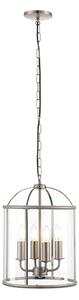 Lambeth 4 Lights Glass Ceiling Pendant Light In Satin Nickel