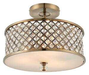 Hudson 3 Lights Semi Flush Ceiling Light In Antique Brass