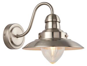 Mendip Clear Glass Wall Light In Satin Nickel