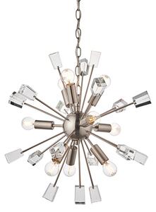 Miro 9 Lights Clear Crystal Pendant Light In Satin Nickel