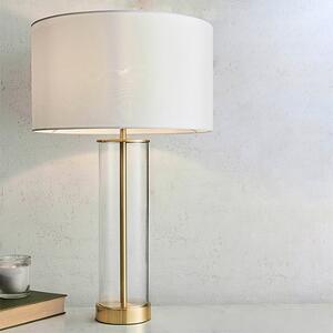 Lessina Vintage White Fabric Touch Table Lamp In Satin Brass