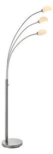 Jaspa 3 Lights White Glass Floor Lamp In Satin Nickel