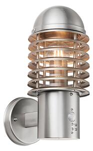 Louvre PIR Polycarbonate Wall Light In Brushed Stainless Steel