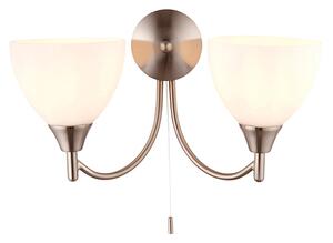 Lightson 2 Lights Matt Opal Glass Wall Light In Satin Chrome