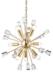 Miro 9 Lights Clear Crystal Pendant Light In Satin Brass