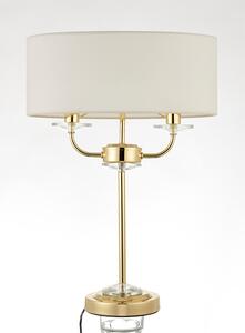 Nixon 2 Lights Vintage White Fabric Table Lamp In Brass