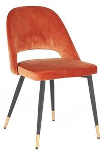 Biretta Velvet Dining Chair With Metal Frame In Rust