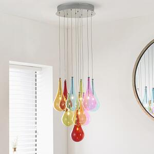 Niro 10 Lights Multi Coloured Ceiling Pendant Light In Chrome