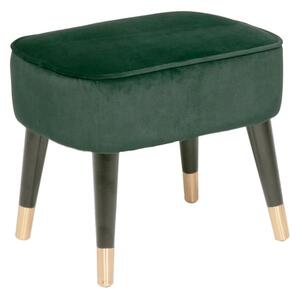 Juke Velvet Footstool With Black Wooden Legs In Green