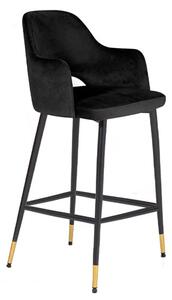 Biretta Velvet Bar Chair With Metal Frame In Black