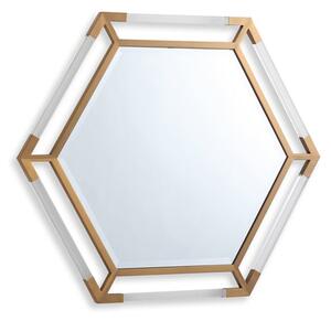 Marisa Hexagonal Wall Mirror In Gold Wooden Frame