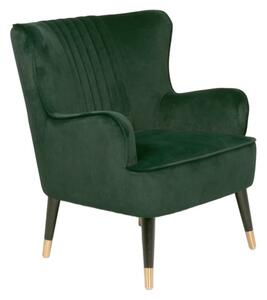 Juke Velvet Accent Chair With Black Wooden Legs In Green