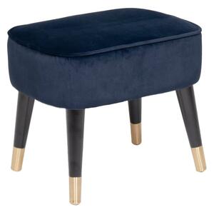 Juke Velvet Footstool With Black Wooden Legs In Navy