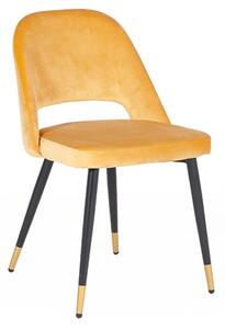 Biretta Velvet Dining Chair With Metal Frame In Mustard