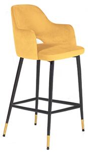 Biretta Velvet Bar Chair With Metal Frame In Mustard