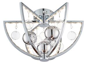 Muni LED Clear Glass Spheres Flush Ceiling Light In Chrome