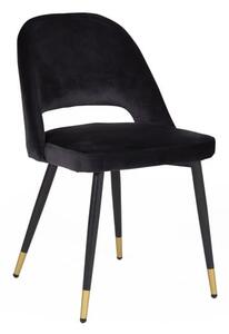 Biretta Velvet Dining Chair With Metal Frame In Black