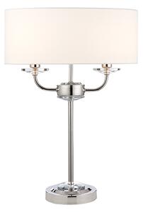 Nixon 2 Lights Vintage White Fabric Table Lamp In Bright Nickel