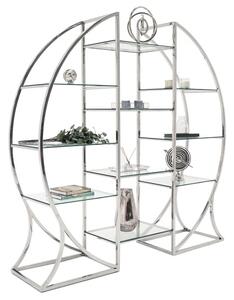 Monika Clear Glass Shelving Unit With Metal Frame In Silver