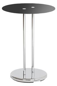 Watkins Round Glass Side Table In Black With Chrome Base