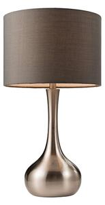 Piccadilly Grey Fabric Touch Table Lamp In Satin Nickel