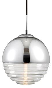 Paloma Clear Ribbed Glass Pendant Light In Polished Chrome