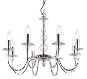 Parkstone 8 Lights Clear Glass Ceiling Pendant Light In Chrome