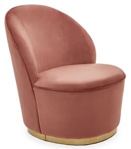 Teos Pink Plush Velvet Swivel Tub Chair With Gold Base