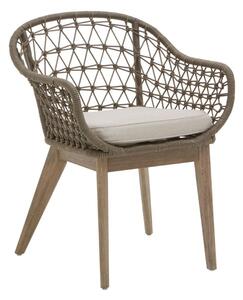 Okala Woven Accent Chair With Grey Fabric Cushion In Natural