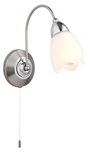 Petal 1 Light Matt Opal Glass Wall Light In Satin Chrome