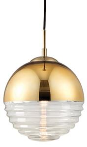 Paloma Clear Ribbed Glass Pendant Light In Polished Gold