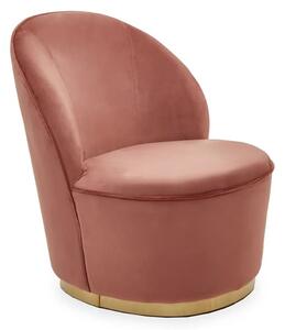 Teos Kids Pink Plush Velvet Swivel Tub Chair With Gold Base