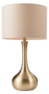 Piccadilly Taupe Fabric Touch Table Lamp In Soft Brass