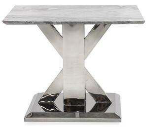 Tram Grey Marble Lamp Table With Stainless Steel Base