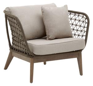 Okala Woven Armchair With Grey Fabric Cushion In Natural